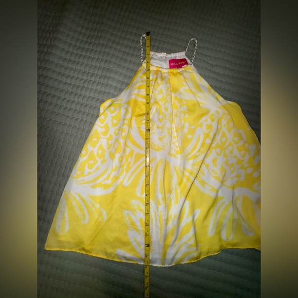 LILLY PULITZER Target Yellow white Pineapple Punch rope w gold trim tank sz Med - Picture 6 of 11